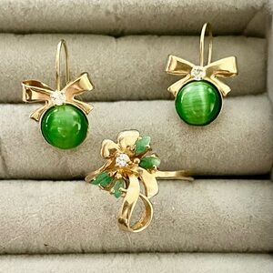 Real Gold 10k Set Earrings and Ring # 8 (Not Plated)